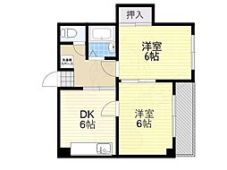 レジデンス朝日 2DKの間取図画像