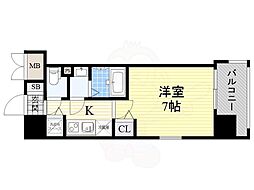 セイワパレス玉造上町台 1Kの間取図画像