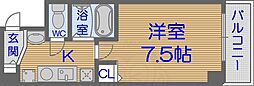 エイチ・ツー・オー東小橋2 1Kの間取図画像