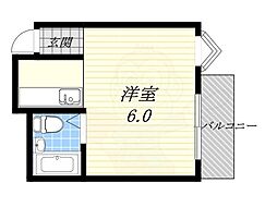 レジデンス今里 1Kの間取図画像