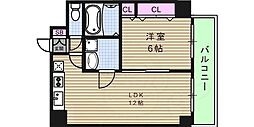 グランデージ新深江 1LDKの間取図画像