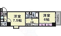サージュ天王寺 1LDKの間取図画像