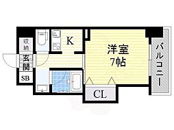 ブリリアントコート夕陽丘 1Kの間取図画像