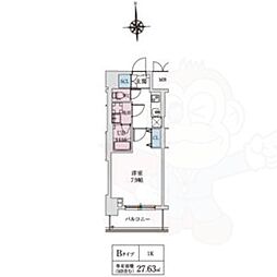 大阪市天王寺区生玉町マンション 1Kの間取図画像