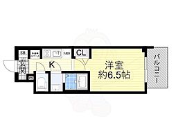 プレサンス天王寺ノースヴィアーレ 1Kの間取図画像