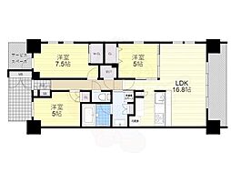 茨木ICOCITYWestCourt 3LDKの間取図画像