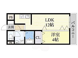 グランパシフィック小路 1LDKの間取図画像