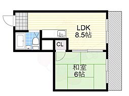 ピースハイツ 1LDKの間取図画像