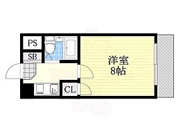 クリスタ天王寺 1Kの間取図画像
