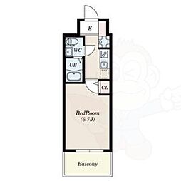 プラ・ディオ新深江 1Kの間取図画像