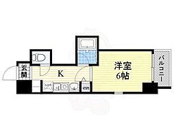 エステムコート大阪城南2 1Kの間取図画像