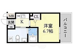 レジディア谷町 1Kの間取図画像