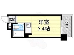 パークサイド上本町駅前 ワンルームの間取図画像