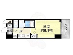 プレサンス谷町九丁目駅前 1Kの間取図画像