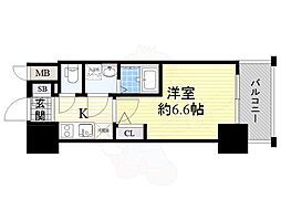 エスリード大阪上本町グリーズ 1Kの間取図画像
