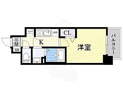 プレサンス上町台筆ヶ崎NORTH 1Kの間取図画像