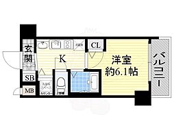 プレサンス大阪城公園パークプレイス 1Kの間取図画像