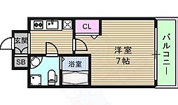 セレニテ上町台 1Kの間取図画像