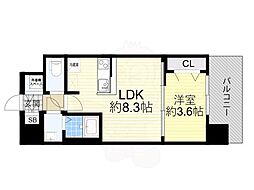スワンズシティ大阪エスクレア 1LDKの間取図画像
