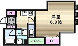 プレジール中道 1Kの間取図画像