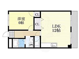 プリンストン布施 1LDKの間取図画像