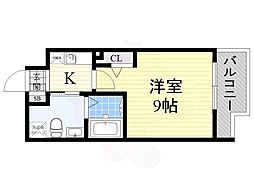 レジディア谷町 1Kの間取図画像