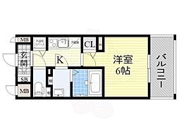 セイワパレス玉造駅前 1Kの間取図画像