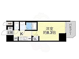プレサンス谷町九丁目駅前 1Kの間取図画像