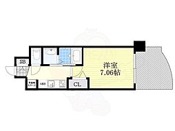 Luxe大阪城南 1Kの間取図画像