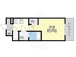 エスリード京橋グランテラス 1Kの間取図画像