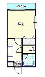 リッチタウン1号棟 1Kの間取図画像