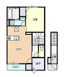 コンフィデンス・ウッズ2 1LDKの間取図画像