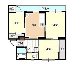 ヴィラナリー新発田 3DKの間取図画像