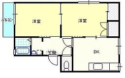 ラーバンフォレストNo.2 2DKの間取図画像