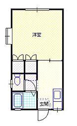 グランデュールしんえいB 1Kの間取図画像