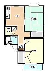 サンライズアベニューA 2DKの間取図画像