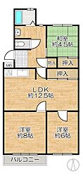 垂水高丸住宅1号棟 3LDKの間取図画像