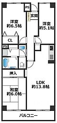 須磨名谷ハウス1号棟 3LDKの間取図画像