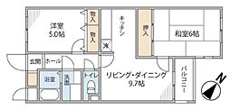 ロイヤルメゾン舞子坂 2DKの間取図画像