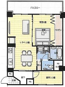 間取り：専有面積58.10m2