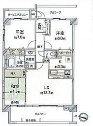 カサーレ大阪城公園 3LDKの間取り