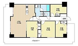 四季彩都くすのき館 4LDKの間取図画像