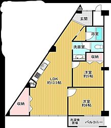 弁天コーポ 2LDKの間取図画像