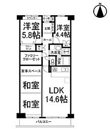 夕陽丘セントポリア 4LDKの間取り