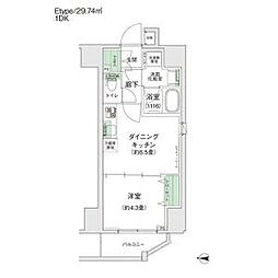 東急池上線 蓮沼駅 徒歩5分の賃貸マンション 12階1DKの間取り