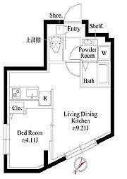 京王線 代田橋駅 徒歩10分の賃貸マンション 2階1LDKの間取り