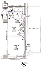 日神デュオステージ笹塚西館 1Kの間取図画像