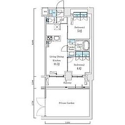 世田谷区北沢1丁目マンション 2LDKの間取図画像