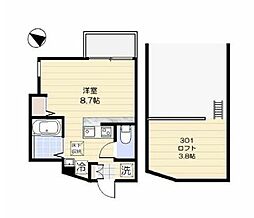 サンシエ祐天寺 ワンルームの間取図画像