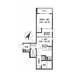 エリシアン三軒茶屋 1DKの間取図画像